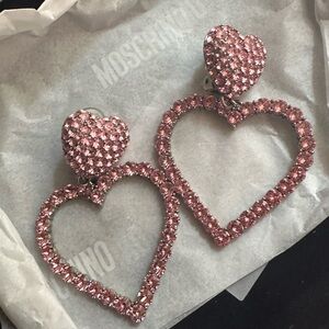 Clip-On Moschino Pink Rhinestone Earrings